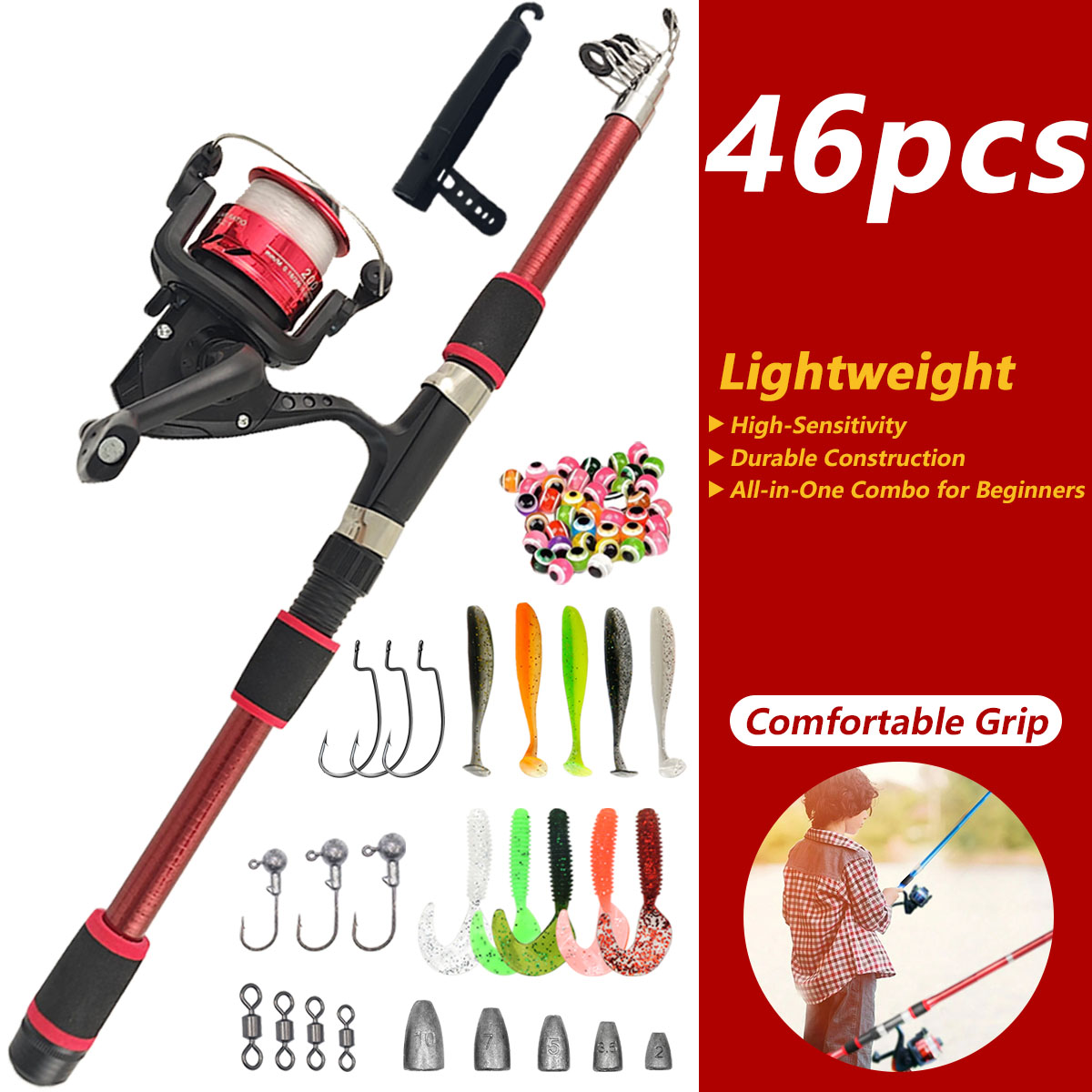 Fishing Rod Combo - Ensemble de canne à pêche télescopique